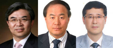 왼쪽부터 김현석, 전영현, 이윤태 신임 사장 