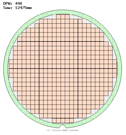 다이 면적이 123.7㎟인 삼성전자 엑시노스 5410의 300mm 웨이퍼 추정 이미지. 