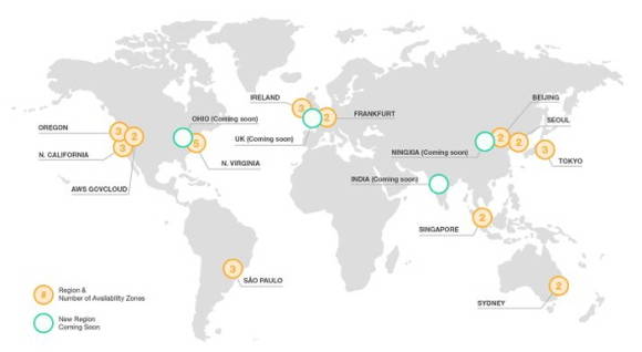 전세계 아마존웹서비스(AWS) 리전 현황 