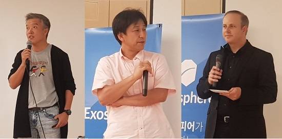 왼쪽부터 오치영 지란지교 창립자 겸 최고꿈책임자(CDO), 사키야마 히데후미 제이시큐리티 CEO, 아디 루핀 엑소스피어 CEO 