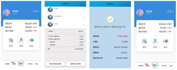 CBDC 플랫폼 상 결제 화면./출처=신한은행 