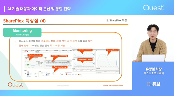 퀘스트소프트웨어 유광일 차장 발표장면 캡쳐 