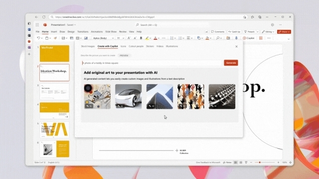 코파일럿과 달리의 기술이 결합, 파워포인트에서 이미지 생성할 수 있는 기능 추가