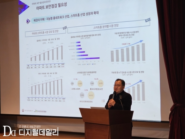 11월10일 진행된 IoT 보안인증제도 설명회에서 발표 중인 KISA 이상걸 책임연구원원