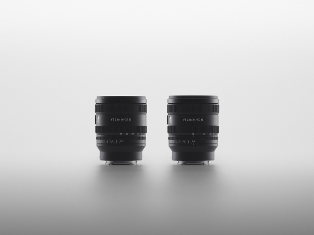 소니 F2.8 컴팩트 풀프레임 G렌즈 2종 ‘FE 16-25mm F2.8 G’(좌) 및 ‘FE 24-50mm F2.8 G’ [사진=소니]