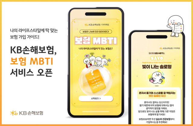 KB손해보험이 고객 특성정보에 기반한 맞춤형 보장 분석 서비스 ‘보험 MBTI’를 출시했다. ⓒKB손해보험