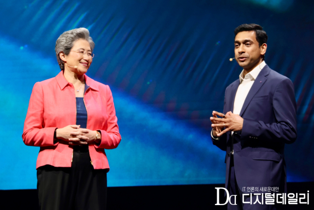 CEO da AMD, Lisa Su (à esquerda) e vice-presidente de dispositivos Windows da Microsoft + Pavan Davuluri