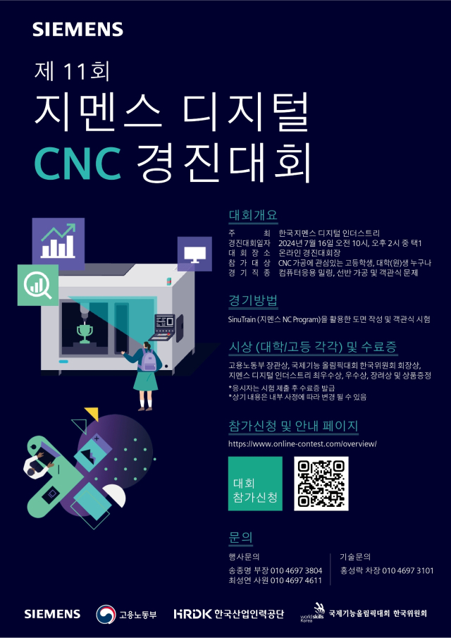 한국지멘스 디지털 인더스트리(DI)가 오는 7월 16일 개최되는 ‘제11회 지멘스 디지털 CNC 경진대회’ 참가자를 모집한다고 17일 밝혔다. [ⓒ한국지멘스]