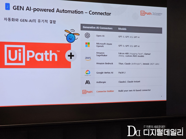 유아이패스가 자동화 시스템과 생성형AI 결합을 강조했다.