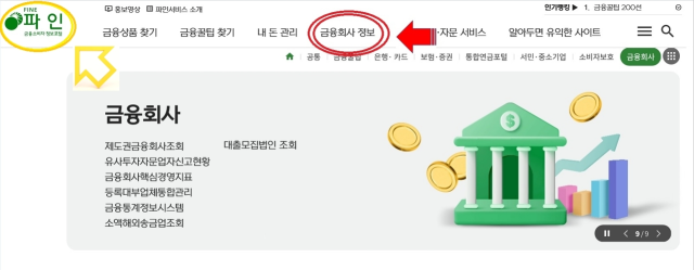 제도권 금융회사 조회 사이트 ‘파인’. ⓒ금융감독원