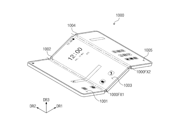 삼성전자가 미국 특허청(USPTO)에 공개한 3중 폴더블 특허. [ⓒ미국 특허청]
