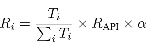 1T Club’s profit distribution formula. Ti is the number of tokens of data submitted by contributor i, Rapi is the total revenue generated by consumers, and a is the revenue percentage to be allocated to the contributor, which is determined by taking into account service operation costs. [ⓒ 1 Trillion Token (1TT) Platform: A Novel Framework for Efficient Data Sharing and Compensation in Large Language Model (24.9)