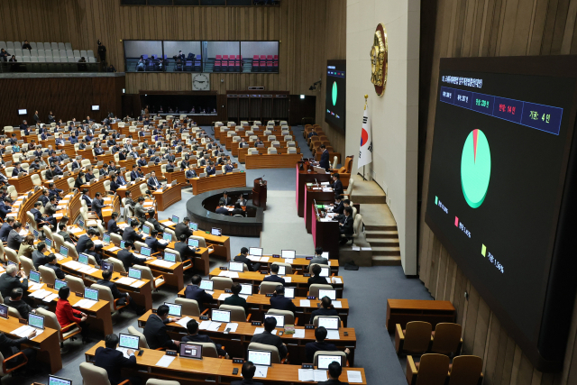 27일 국회 본회의에서 'K칩스법'을 포함한 조세특례제한법 개정안이 통과되고 있는 모습 [ⓒ연합뉴스]